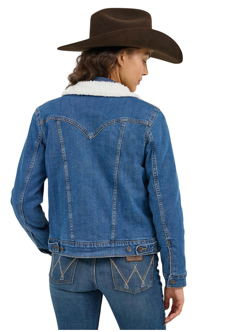 Women’s western denim wrangler Sherpa lined jacket dark