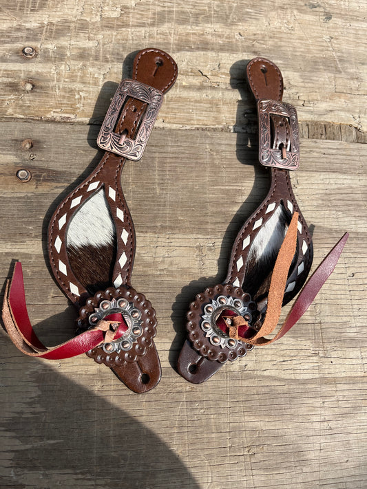 Cowhide spur strap