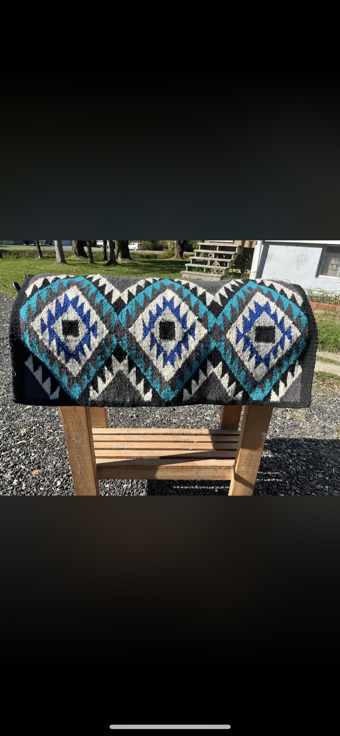 Blue Aztec saddle blanket small pulls
