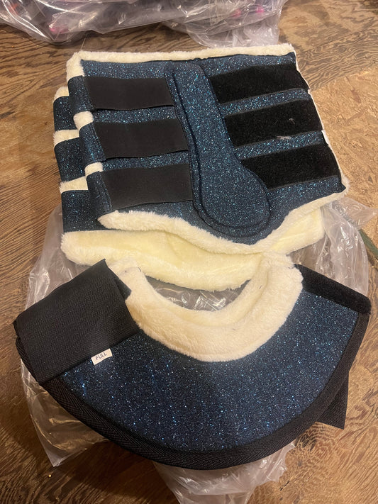 Teal full glitter brushing boots and bell boots sale
