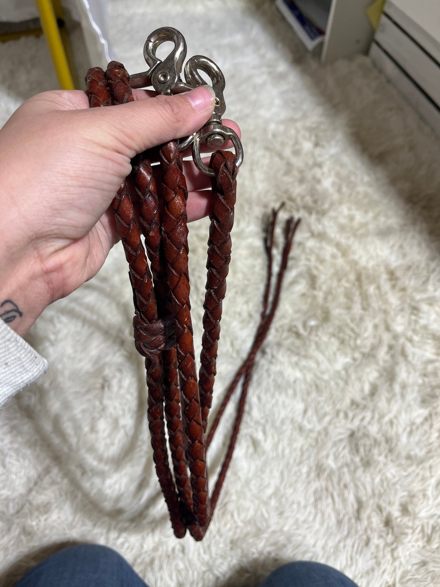 Rolled leather split reins
