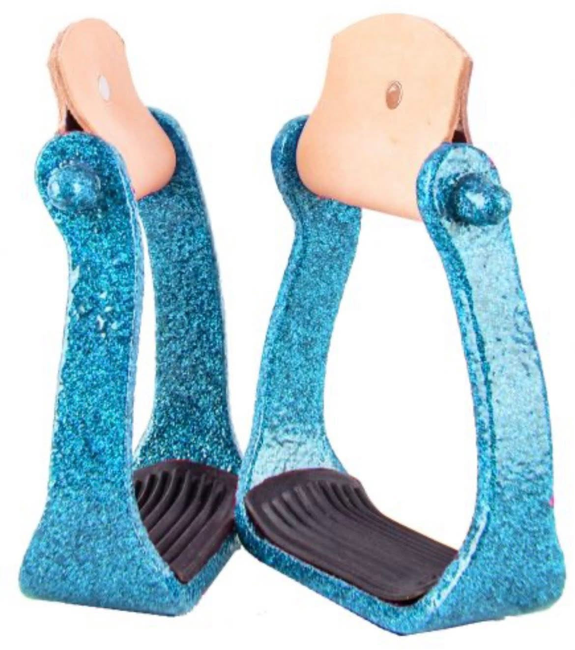 Blue glitter barrel stirrups