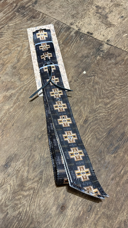 Black Aztec latigo and off billet set