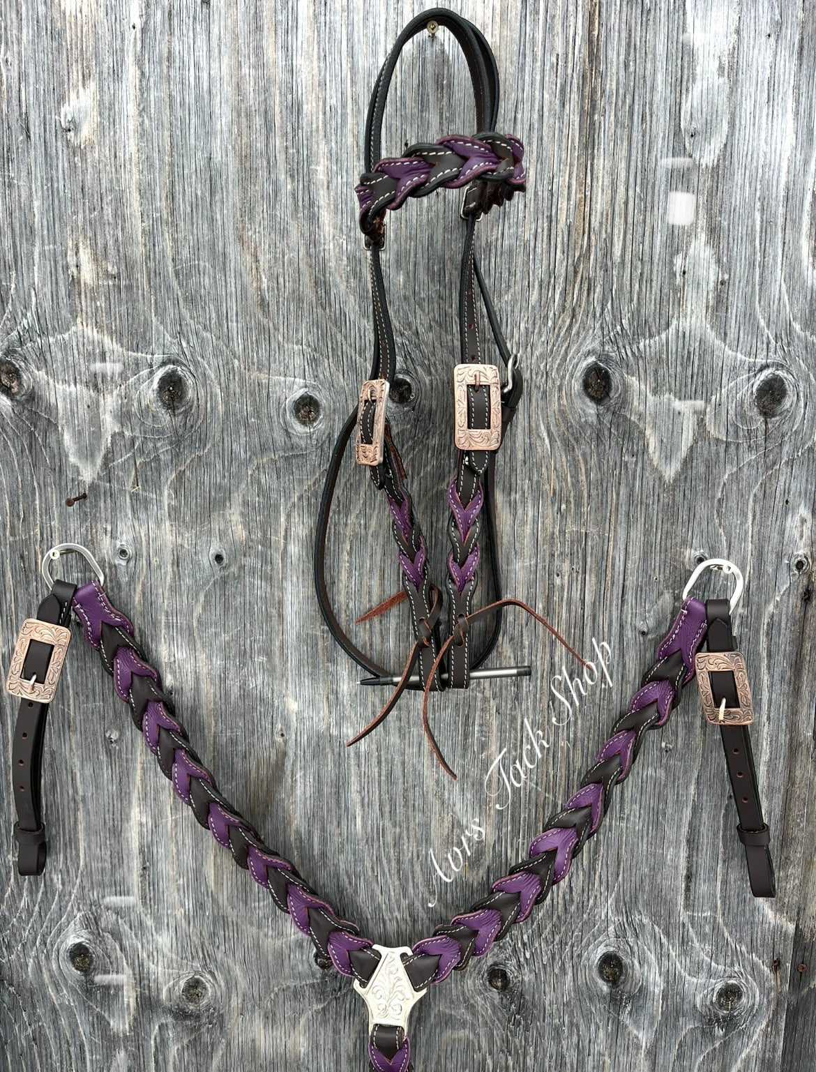 Purple braided tack set