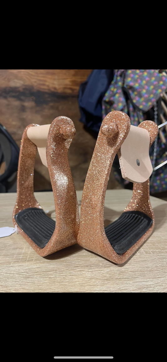 Rose gold barrel stirrups Glitter