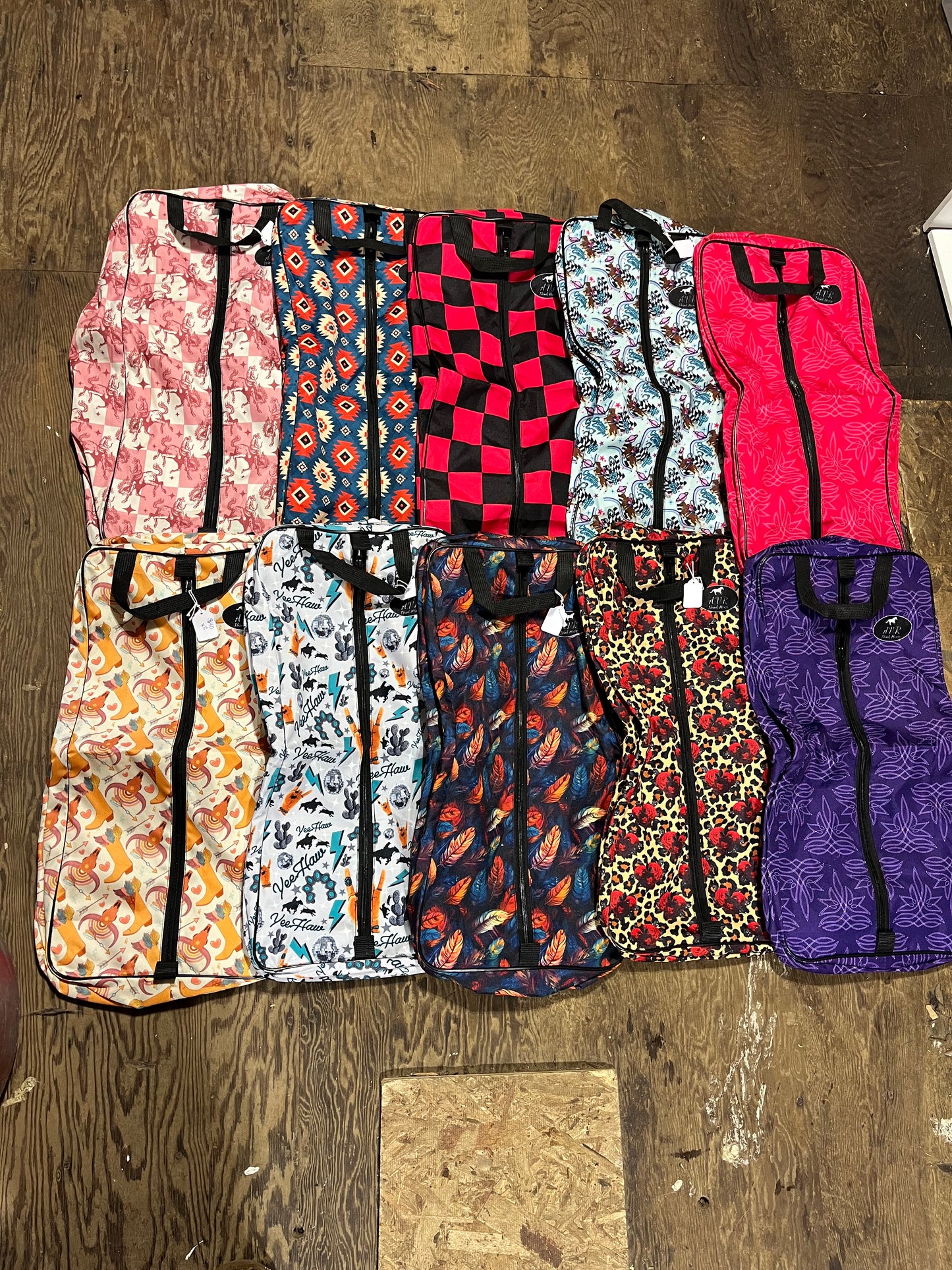 Printed bridle bags - 3 buckles inside