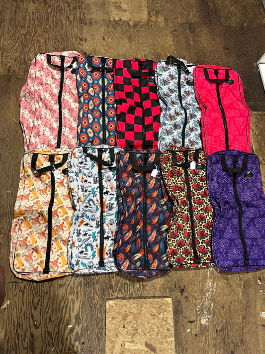Printed bridle bags - 3 buckles inside
