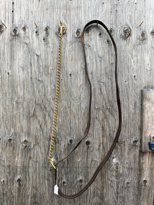 Leather lead with brass chain