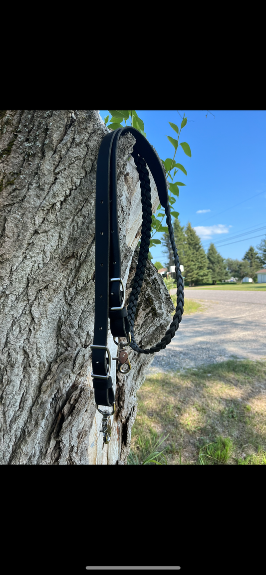Signature black braided super adjustable barrel reins with snaps 7’ 3/4”
