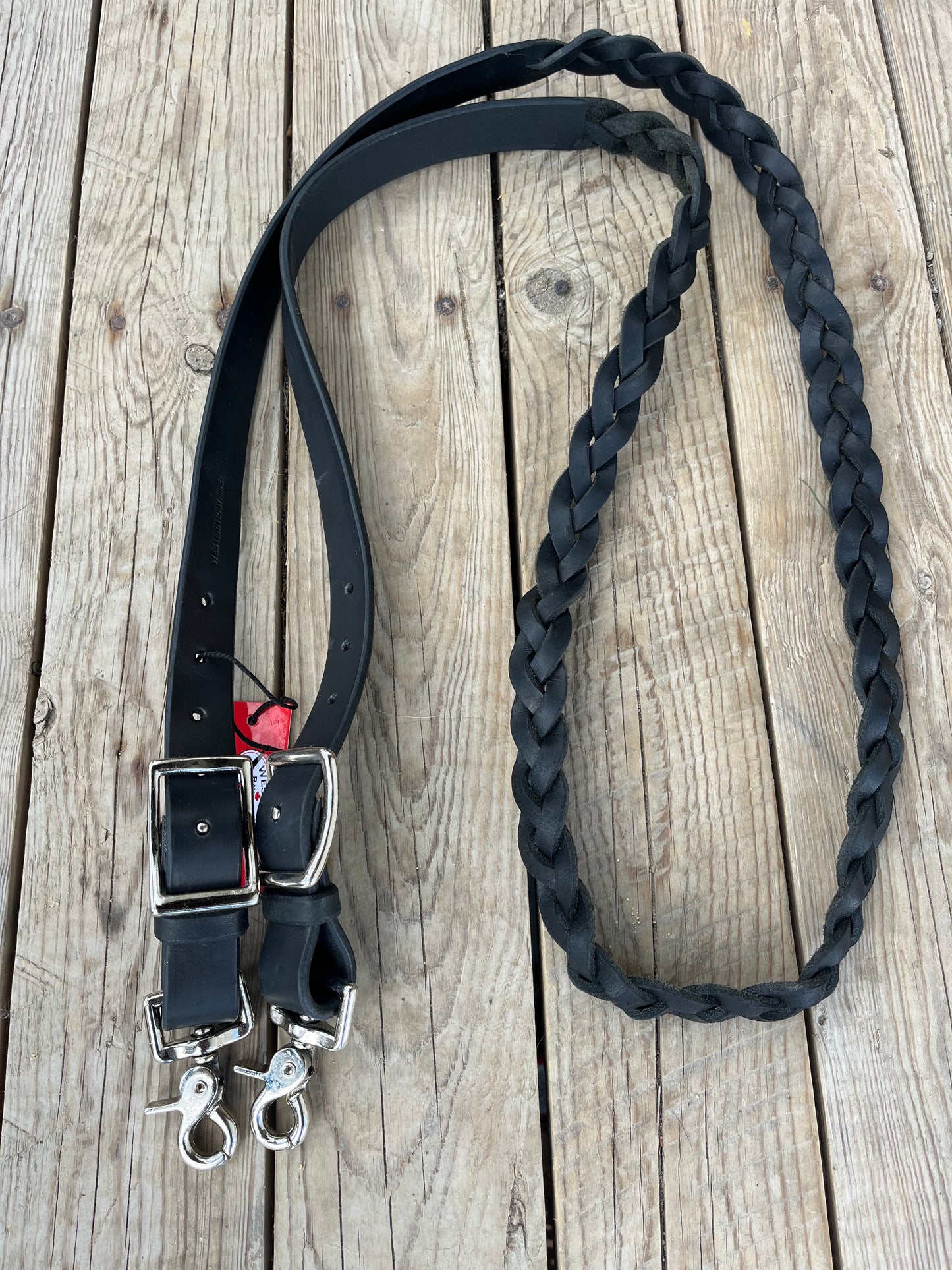 Signature black braided super adjustable barrel reins with snaps 7’ 3/4”