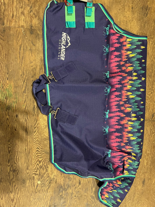 39” navy forest horse print mini rainsheet