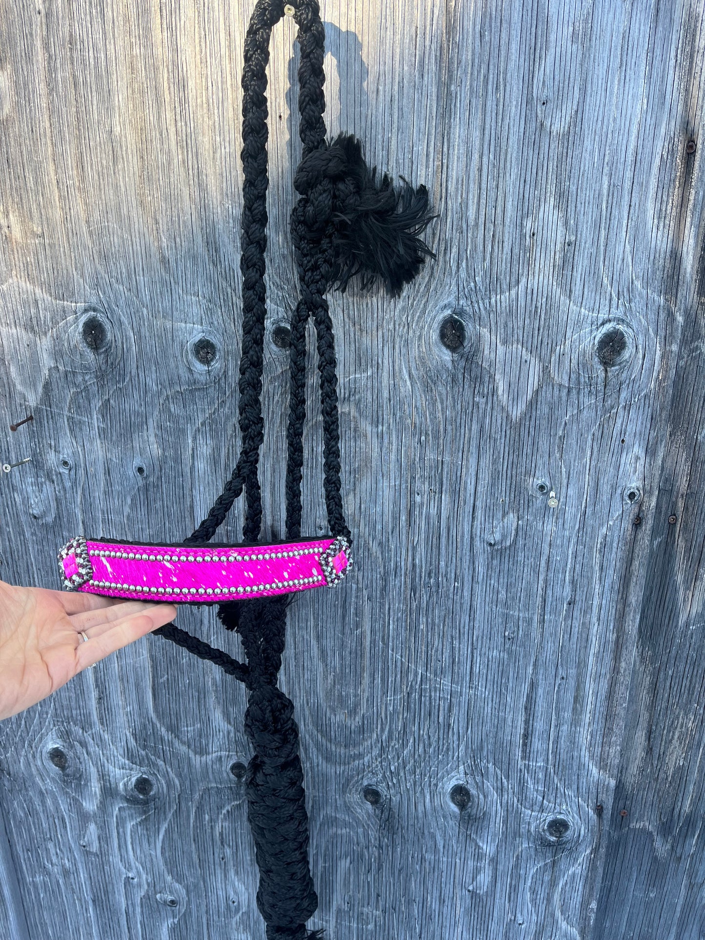 Bronc noseband Muletape halters with lead