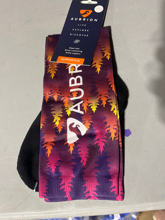 Child purple forest tall riding boot socks