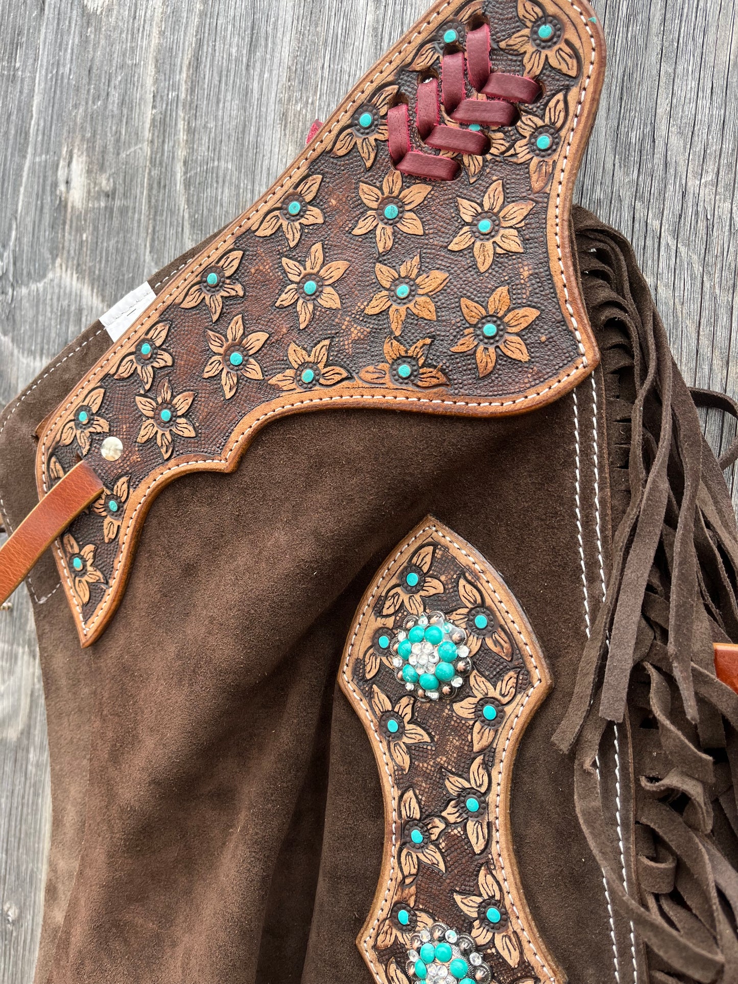 Ladies small teal flower chinks