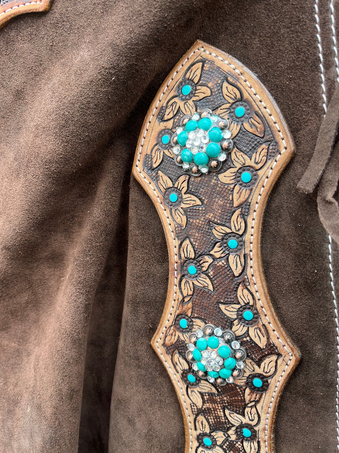 Ladies small teal flower chinks