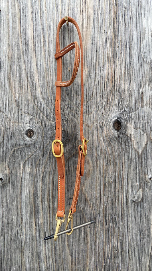 Harness leather quick change W snaps brass hardware