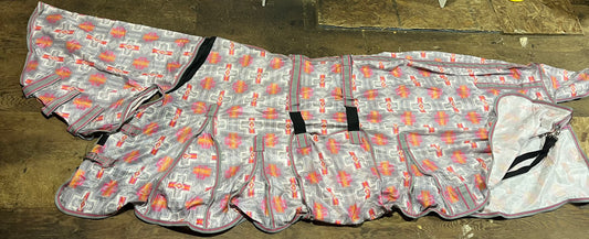 Grey pink Aztec fly sheet with neck and belly band