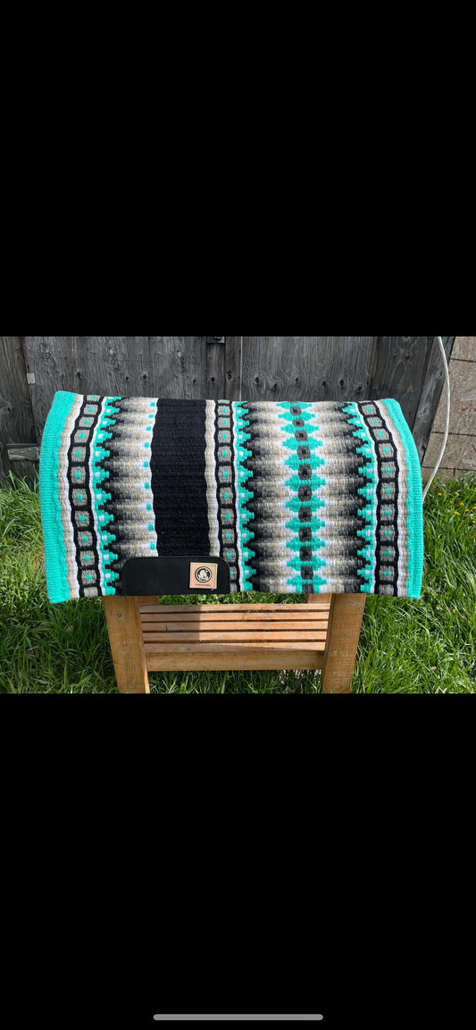Teal and black western show blanket