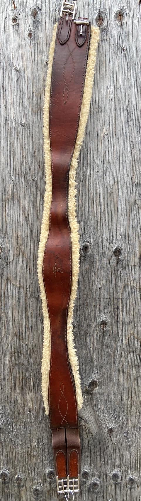 54” Frank baines leather girth with removable sheepskin