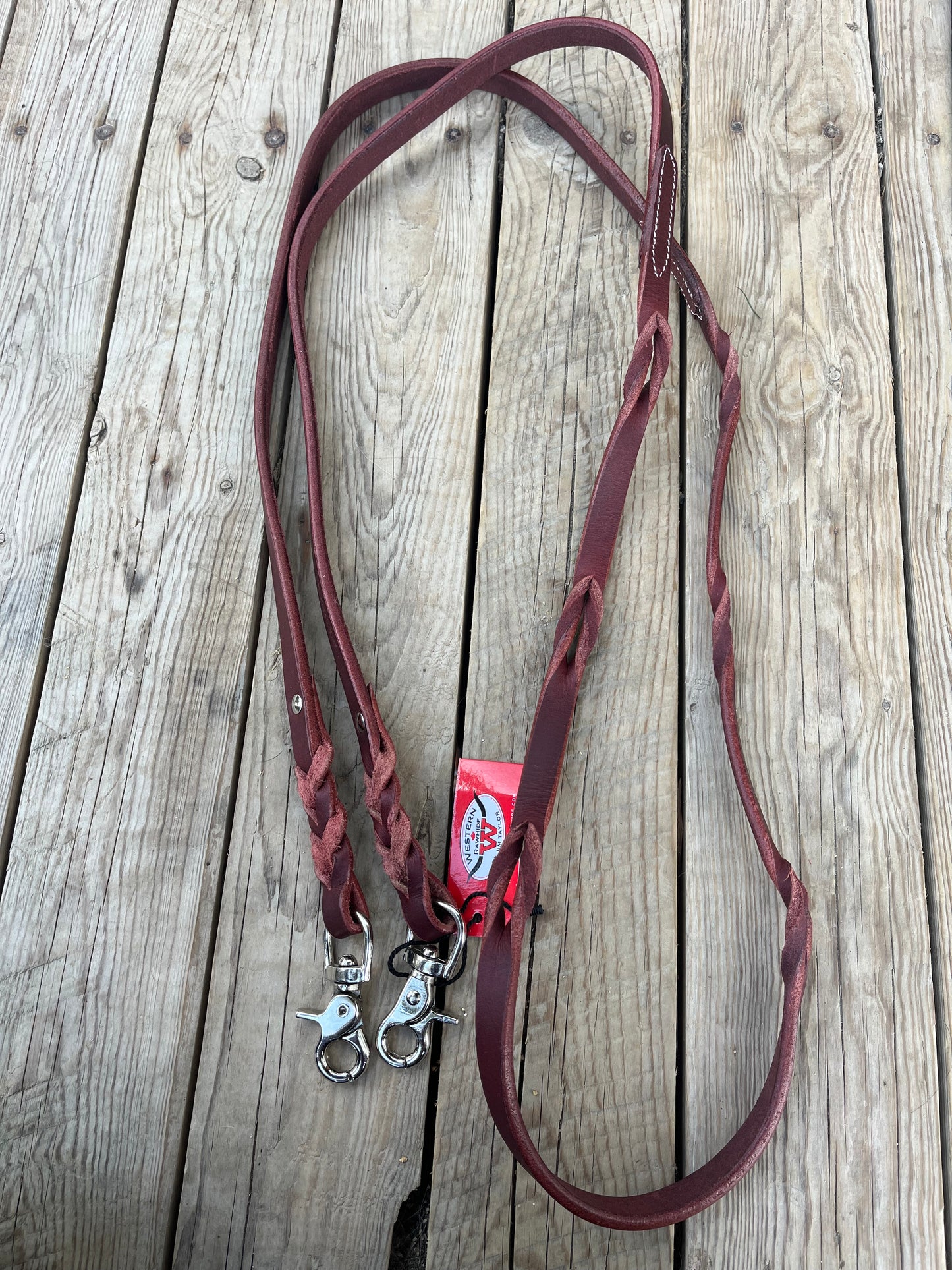 5/8 twisted leather barrel reins with snaps
