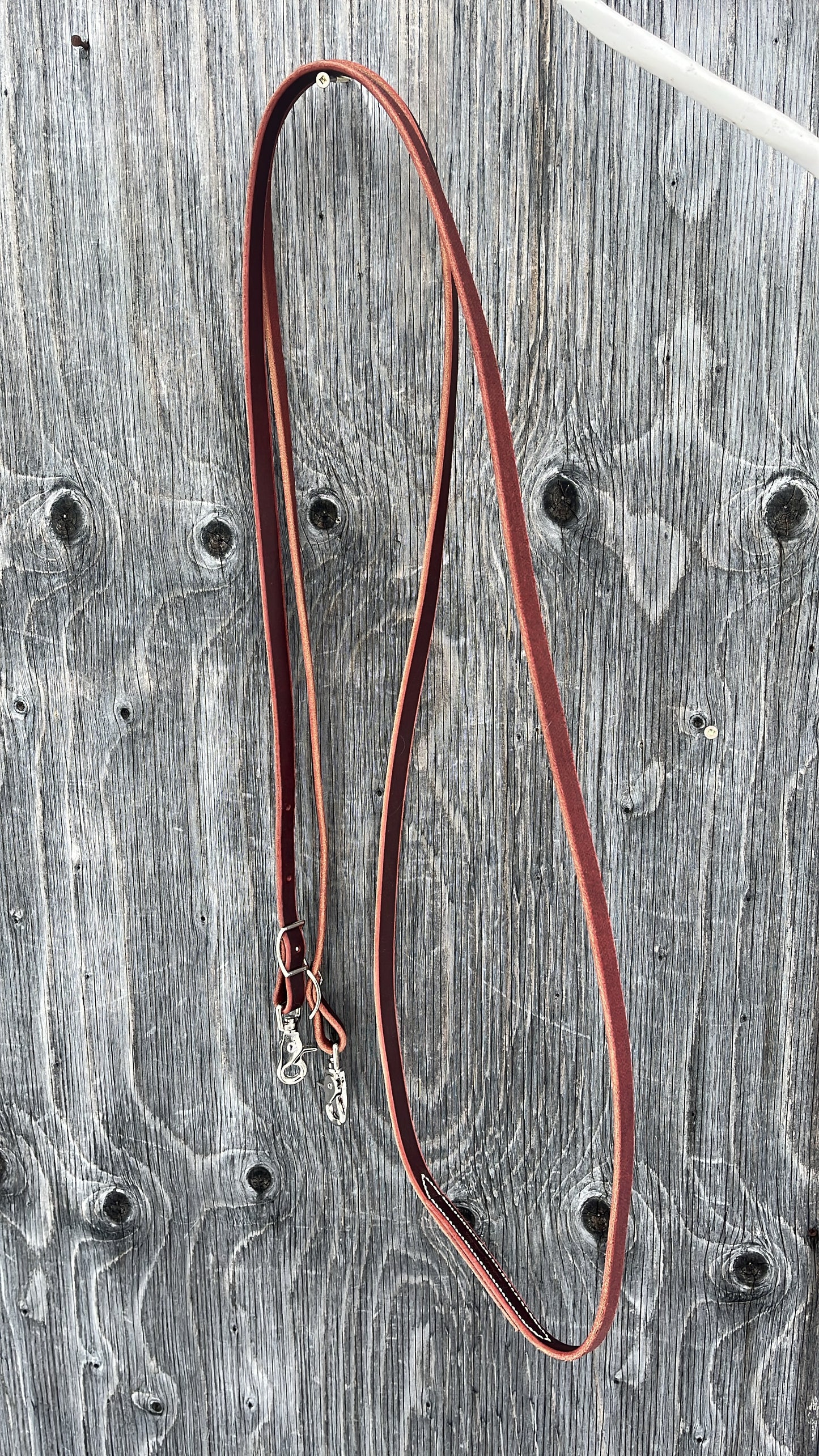 10ft adjustable latigo leather roping reins with snaps