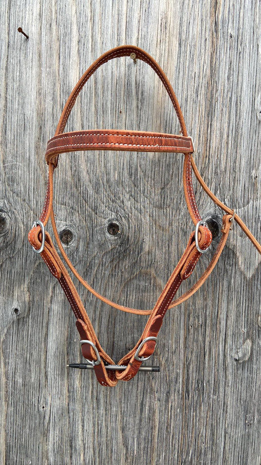 Harness leather browband headstall W quick change buckles