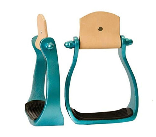 Teal aluminum barrel stirrup