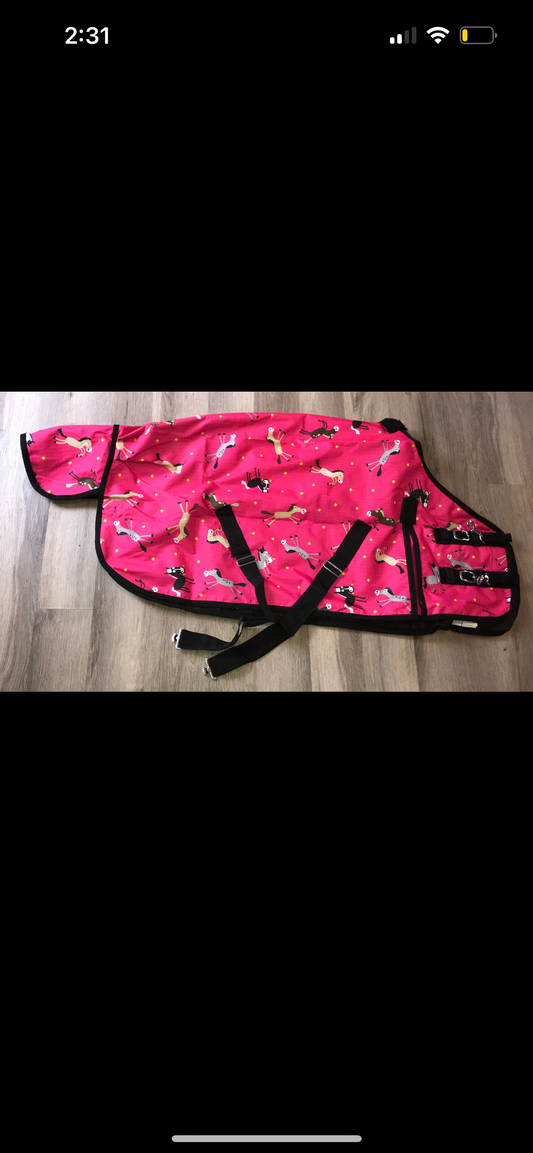 54-56” pink pony print rainsheet