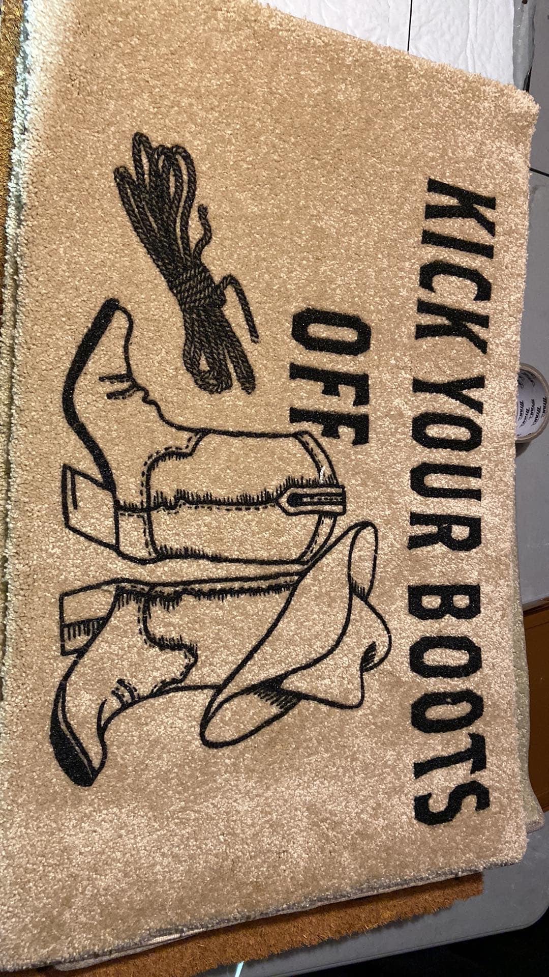 Kick your boots off welcome mat