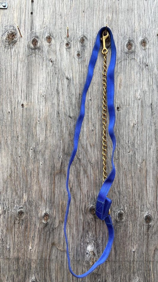 Royal blue nylon lead with brass chain