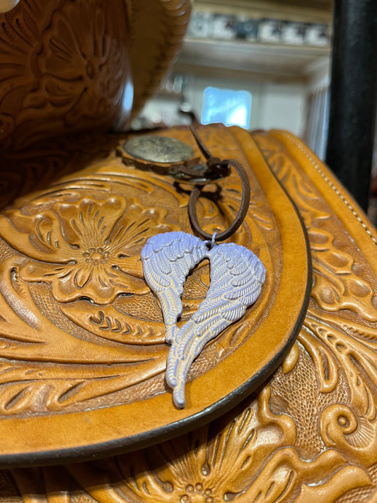 Purple and light pink Angel wing saddle charm