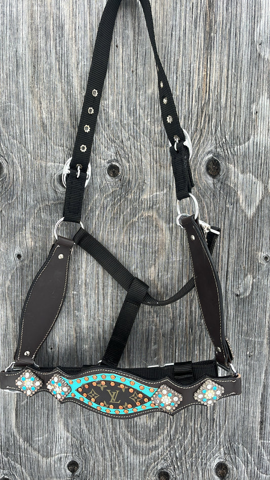 Turquoise designer bronc halter