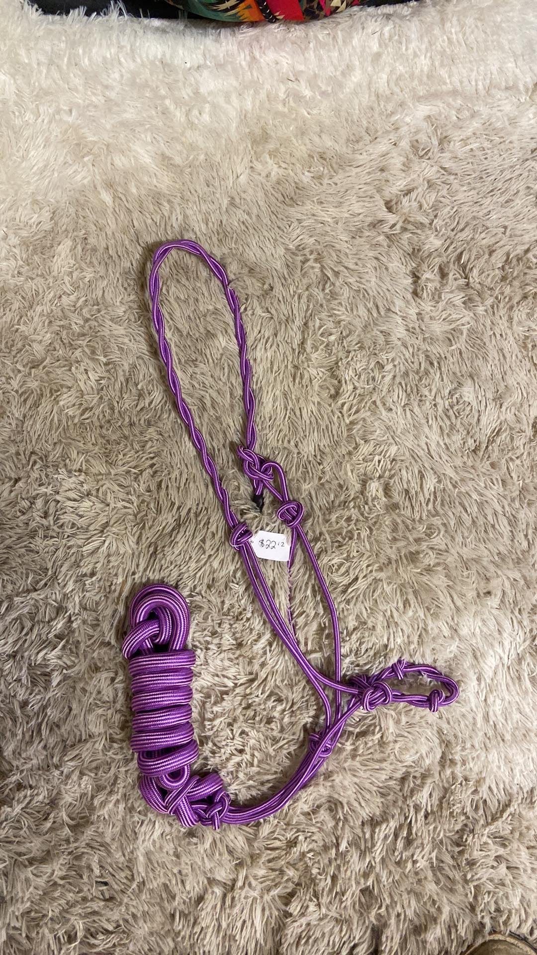 Purple rope halter and lead full size new