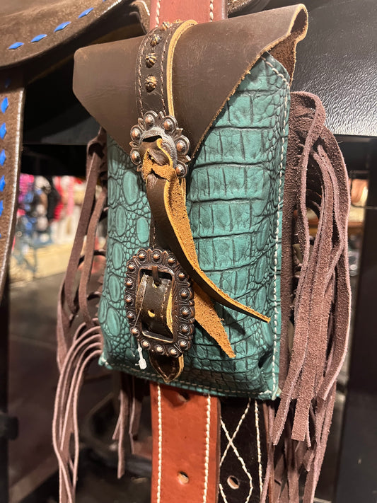 Turquoise gator rear cinch bags