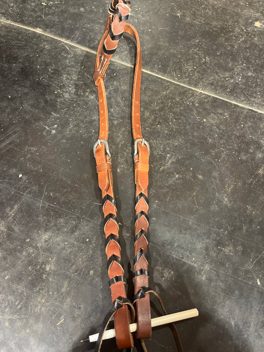 Black laced harness leather one ear