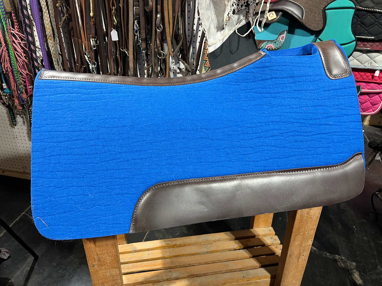 Blue wool western pad
