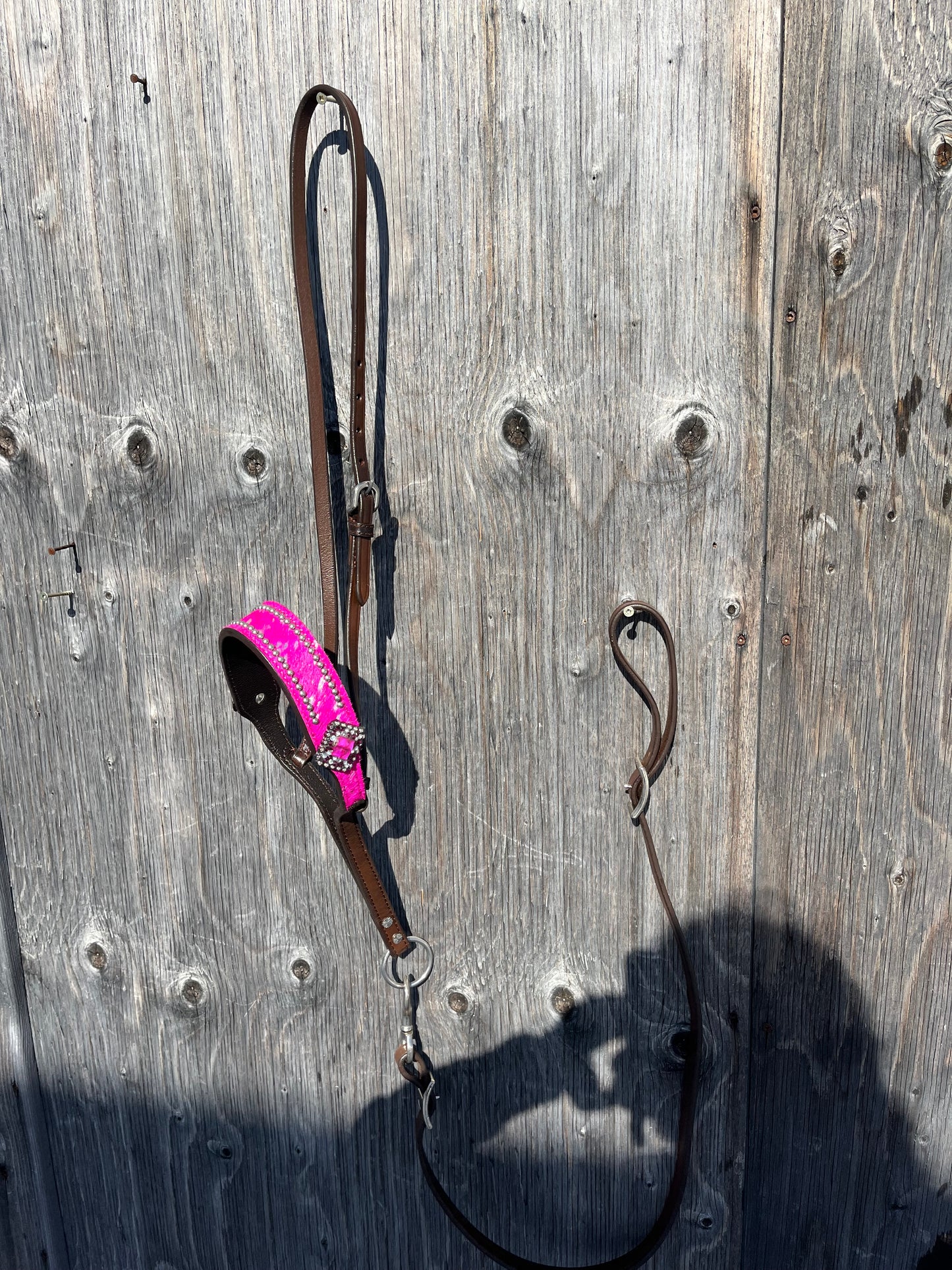 Pink noseband and tie down set