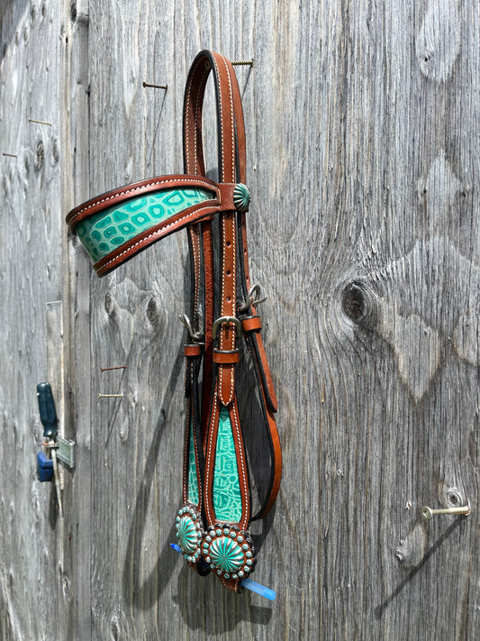 Teal browband headstall