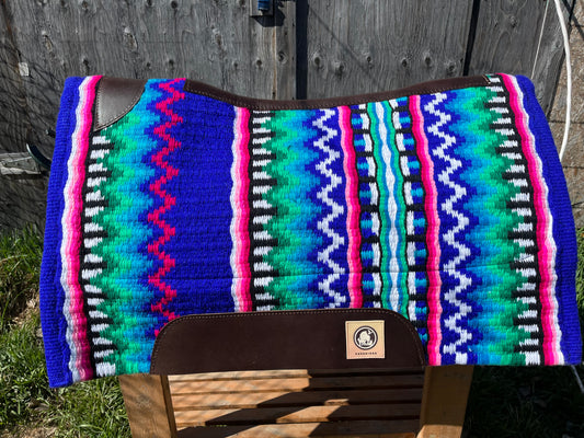 Multicolour blue wool top Western show pad
