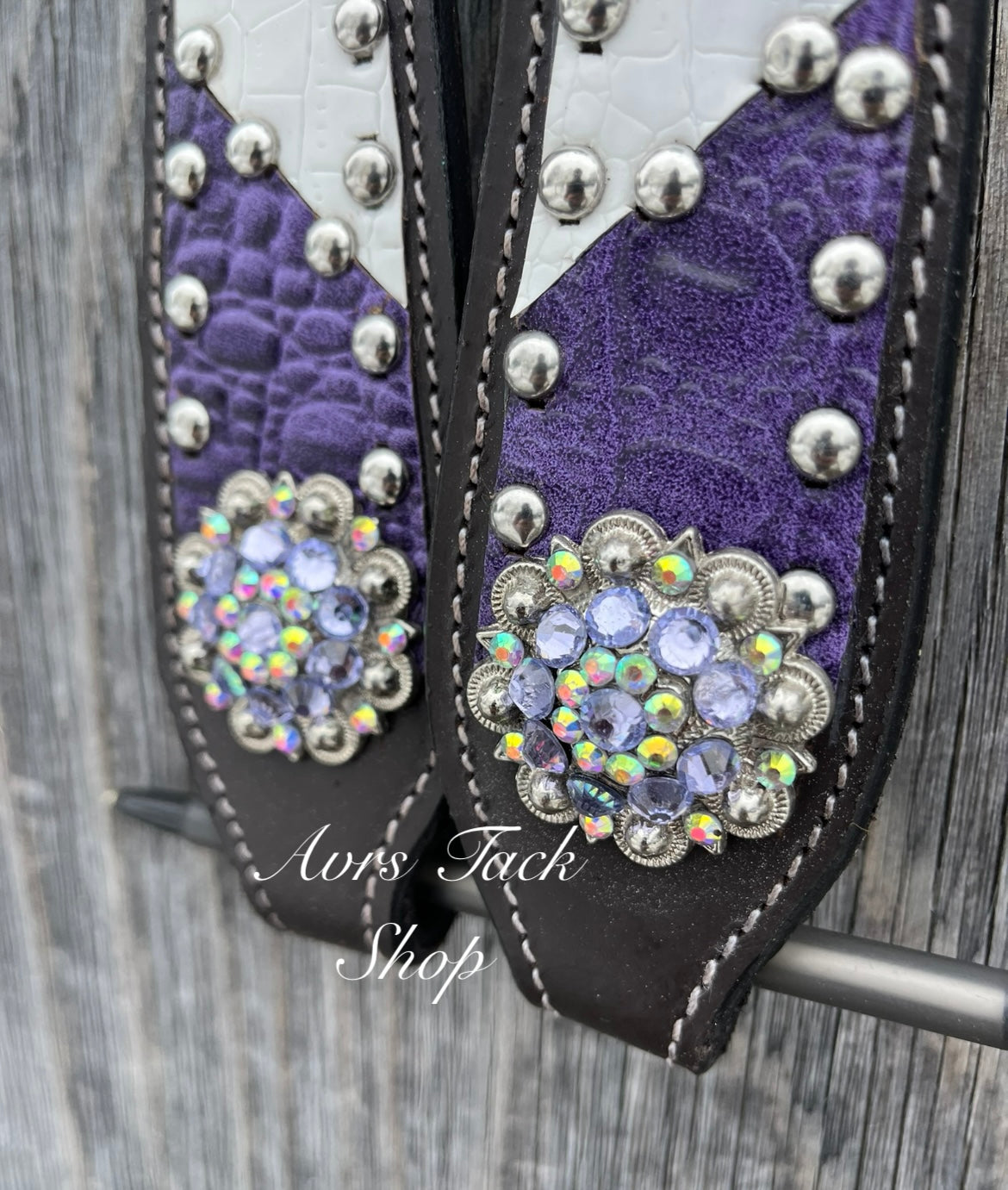 Purple and white tack set