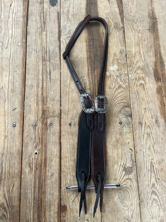 Supple leather rolled one ear fancy j watt hardware tie ends