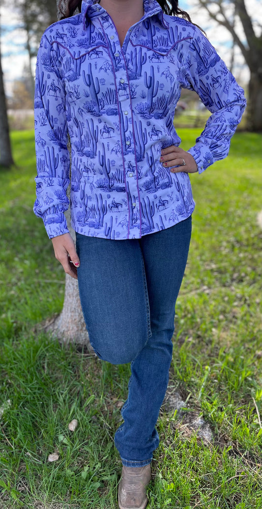 Desert cowboy, purple. Sizing in description