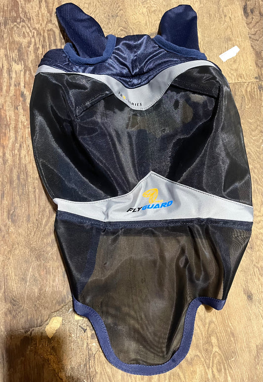 Navy and black Deluxe fly mask with ears and nose durable mesh!