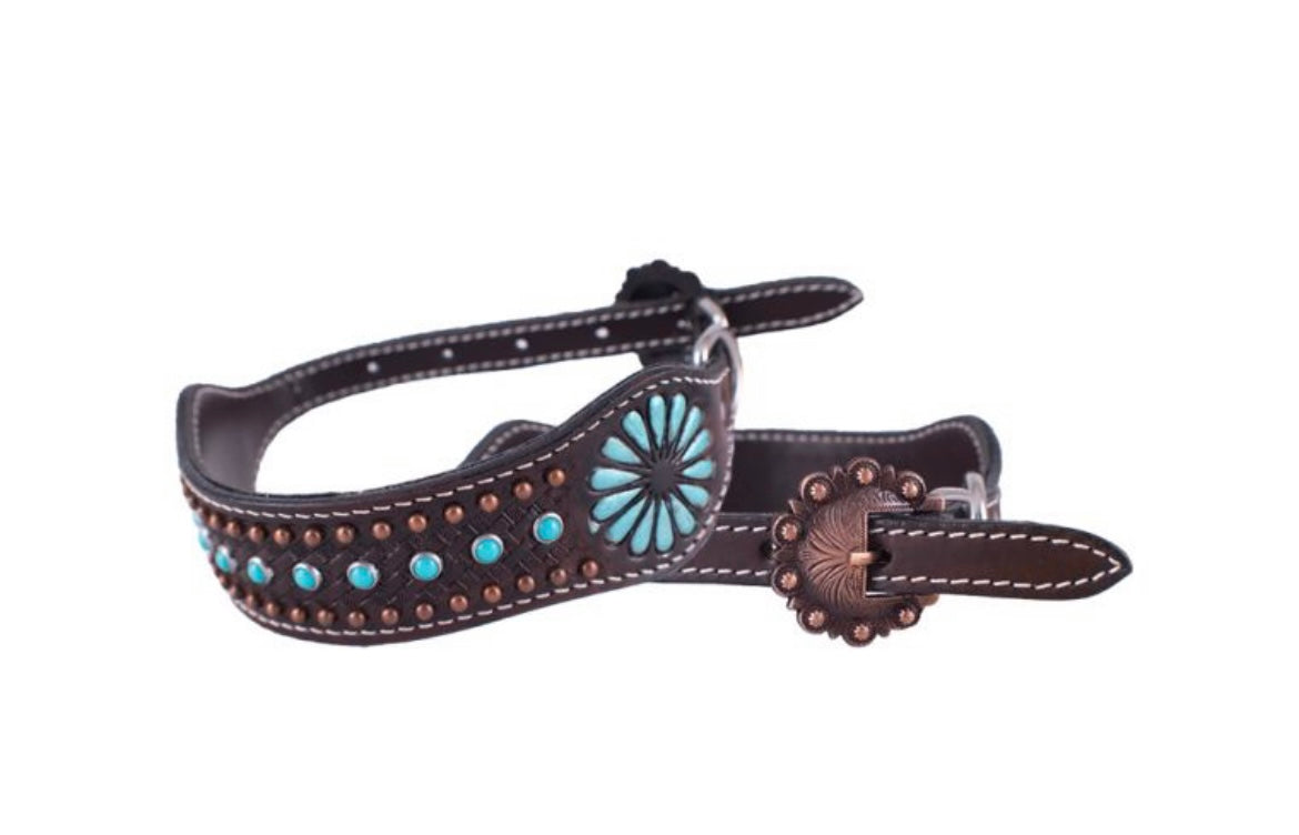 Small turquoise and copper dog collars