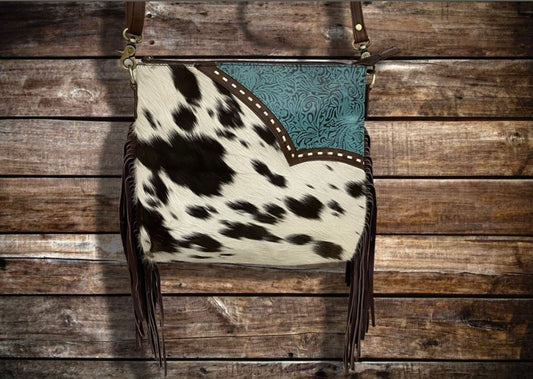 Genuine leather hair on cowhide crossbody bag by Klassy cowgirl