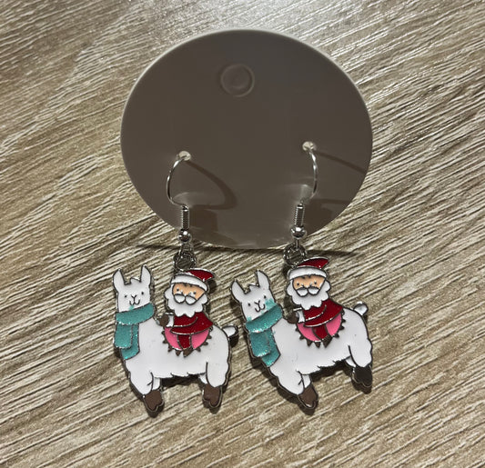 Llama Santa earrings