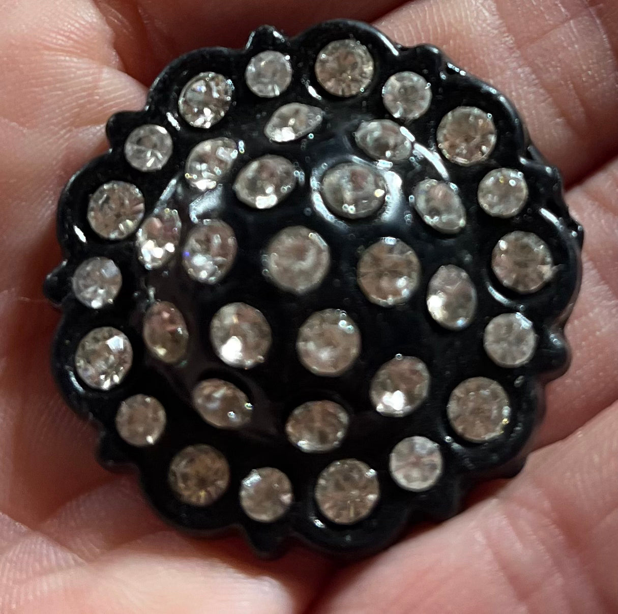 Black and rhinestone conchos set of 6