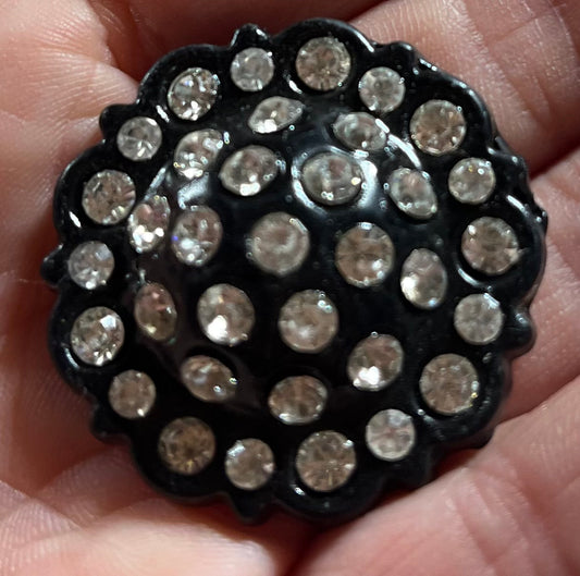 Black and rhinestone conchos set of 6