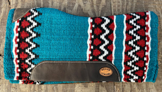 Klassy cowgirl turquoise and red memory felt barrel style pad
