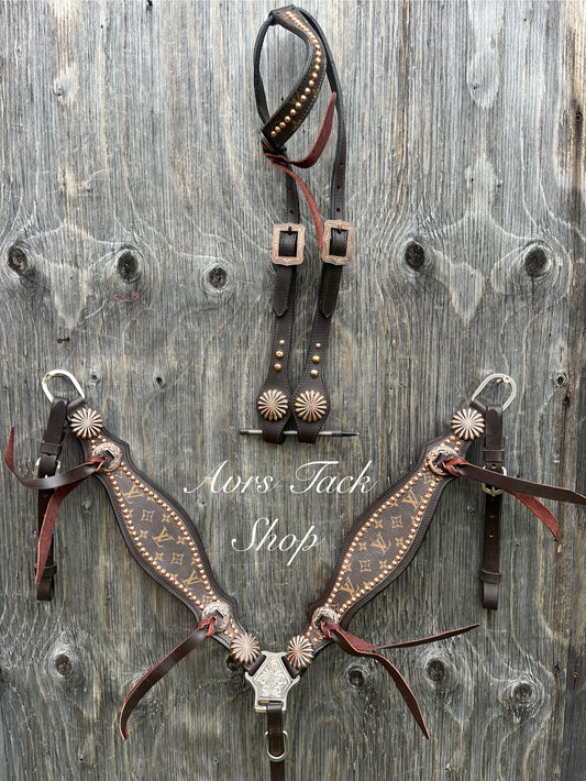 Brown and copper designer tack set